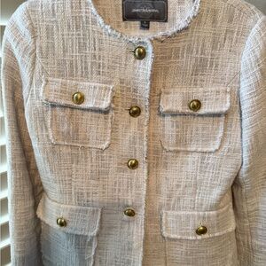 Johnston & Murphy Women's Textured Cream Blazer